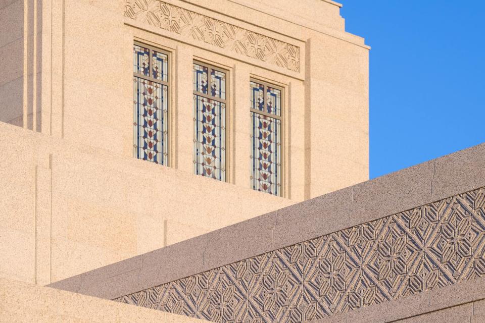 Exterior detail of the  Helena Montana Temple.