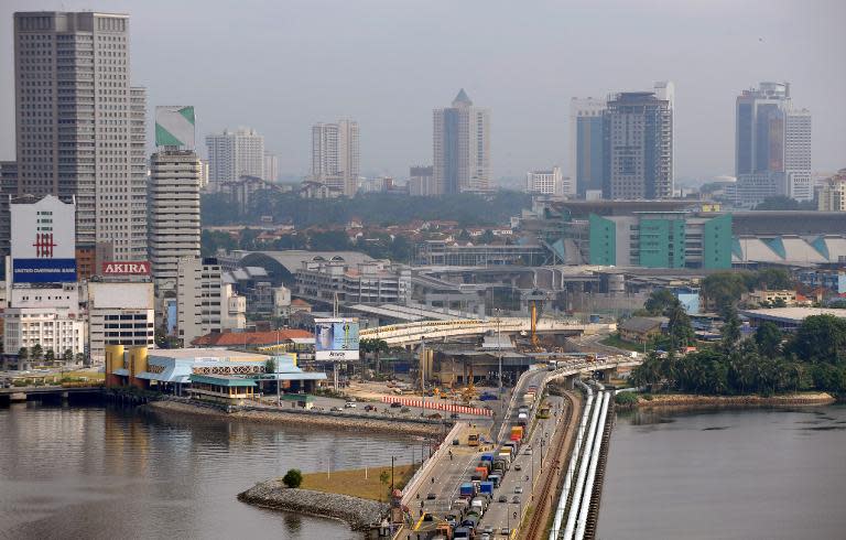 File photo taken in May 2009 shows Malaysia's southern state of Johor, which is linked by a causeway to the border of Singapore