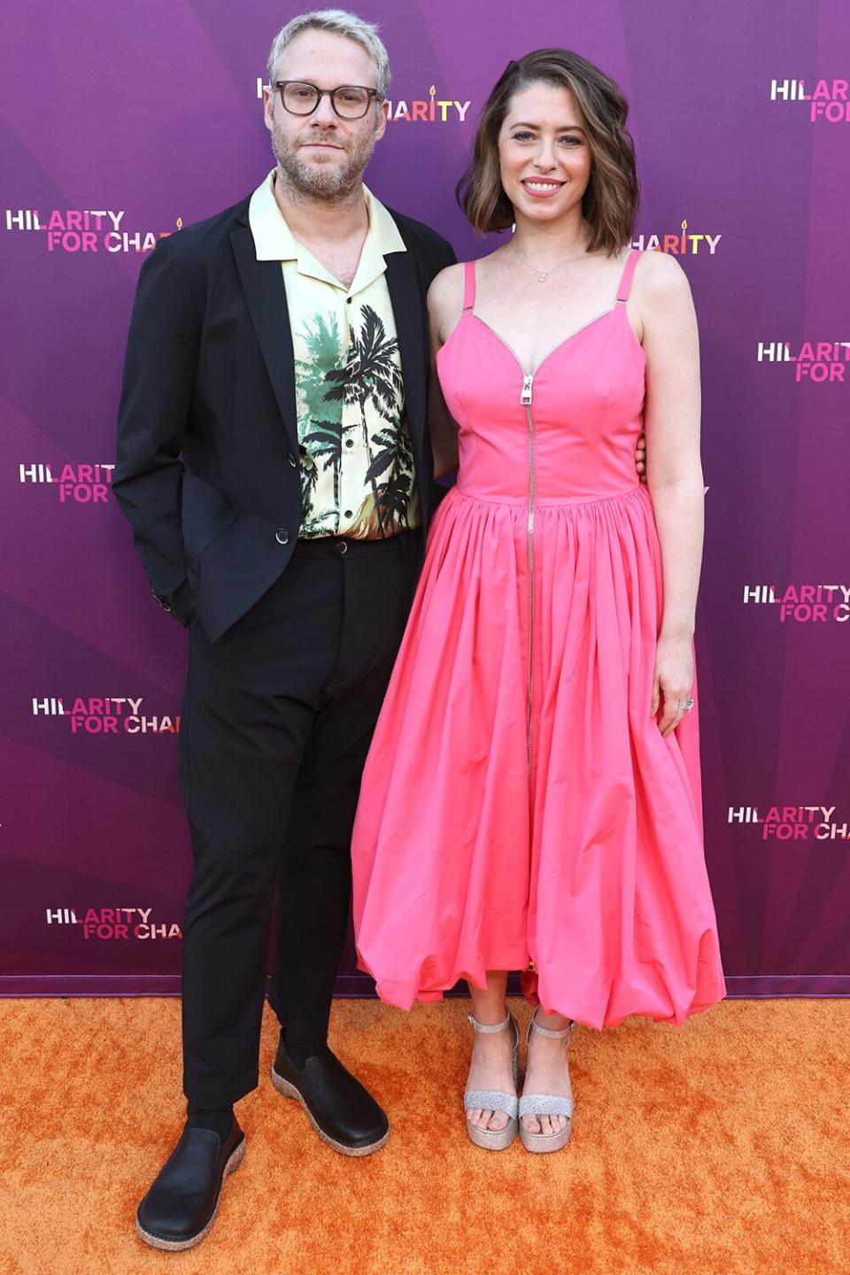 Seth Rogen and Lauren Miller Rogen attend HFC's 10th Birthday Extravaganza hosted by Seth Rogen and Lauren Miller Rogen Non-Profit on October 01, 2022 in Los Angeles, California.