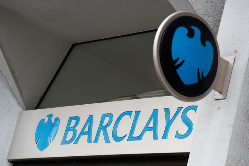 FILE PHOTO: A Barclays sign outside one of the bank's London branches