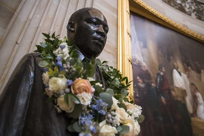 美國黑人民權領袖馬丁路德金恩博士雕像（AP）
