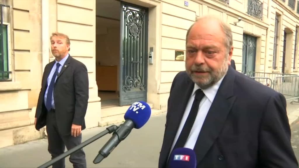 Eric Dupond-Moretti, vendredi 16 juillet 2021, avant son interrogatoire par la chambre de l'instruction de la CJR. - BFMTV