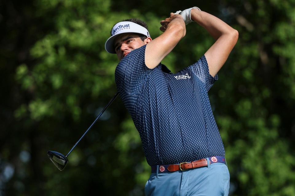 Former Texas star Beau Hossler hits his tee shot from No. 11 during the second round of the 3M Open tournament in Minnesota on July 28.