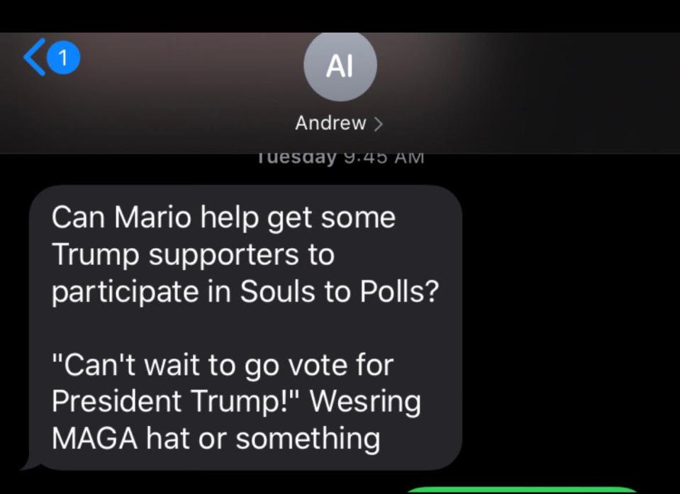 Text messages sent from Andrew Iverson, a 2020 Trump campaign staffer, to former Republican operative Carlton Huffman describe an attempt to disrupt Black get-out-the-vote efforts by the Milwaukee group Souls to the Polls. Iverson is now the executive director of the Republican Party of Wisconsin.