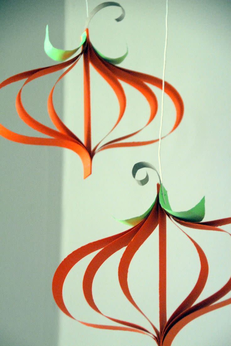 64) Paper Pumpkin Ornaments