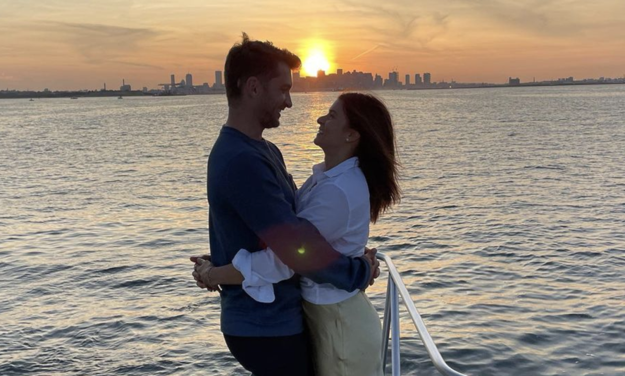 Danica Patrick and her boyfriend, Carter Comstock, at the water.