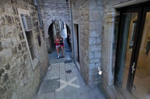 The image shows two girls simply walking down the street. Photo: Google Maps