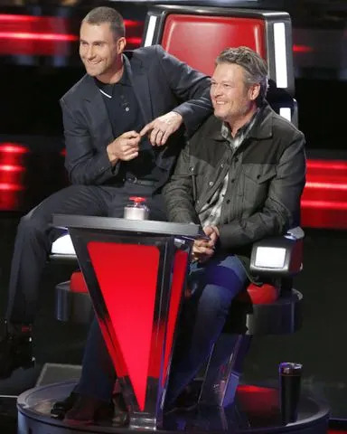 Trae Patton/NBC/Getty Adam Levine (left) and Blake Shelton on 'The Voice'