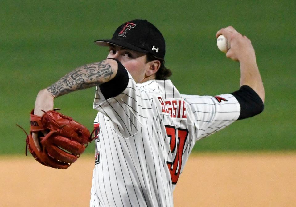 Fifth-year senior Bo Blessie, shown in a game last year against Oklahoma, will be the game-three starter for Texas Tech this weekend against Gonzaga. Blessie has impressed during fall and preseason practice with high-90s velocity.