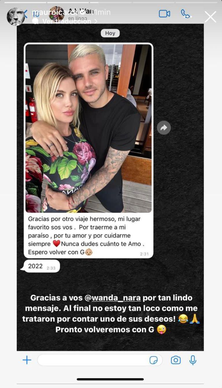 El misterioso chat entre Wanda Nara y Mauro Icardi (Foto: Instagram @wandanara)