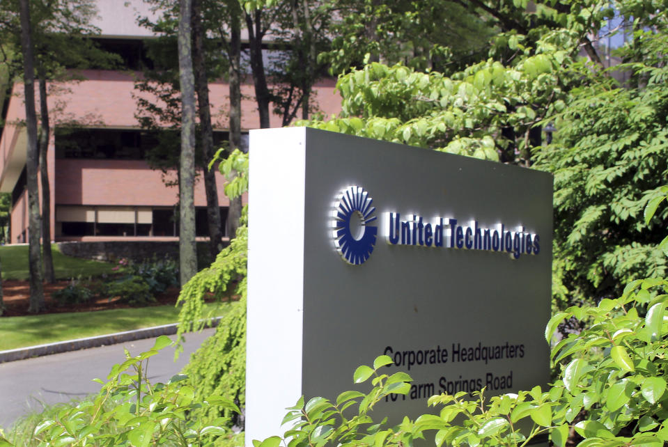 The United Technology headquarters is shown, Monday, June 10, 2019, in Farmington, Conn. Raytheon Co. and United Technologies Corp. are merging in a deal that creates one of the world's largest defense companies. (AP Photo/Pat Eaton-Robb)