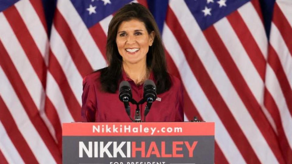 Nikki Haley at a caucus night party in West Des Moines, Iowa, on 15 January 2024