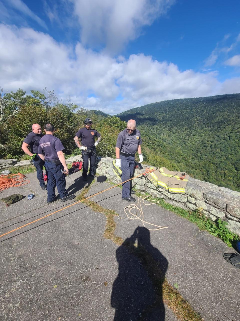 Reems Creek Firefighters responded to a fatal fall from a cliff on the Blue Ridge Parkway on Sept. 23.