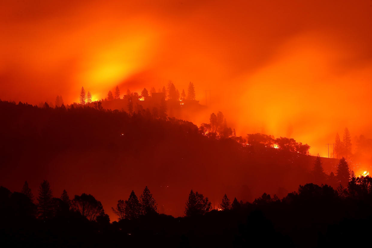 Image: The Camp Fire burns in the hills on Nov. 10, 2018 near Oroville, Calif. (Justin Sullivan / Getty Images)