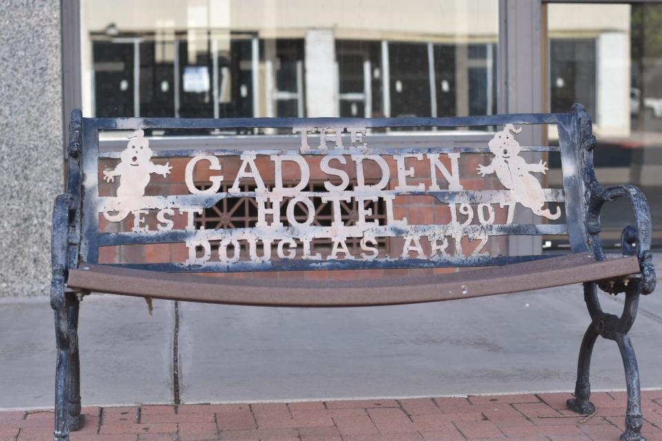 A bench in front of the historic Gadsden Hotel