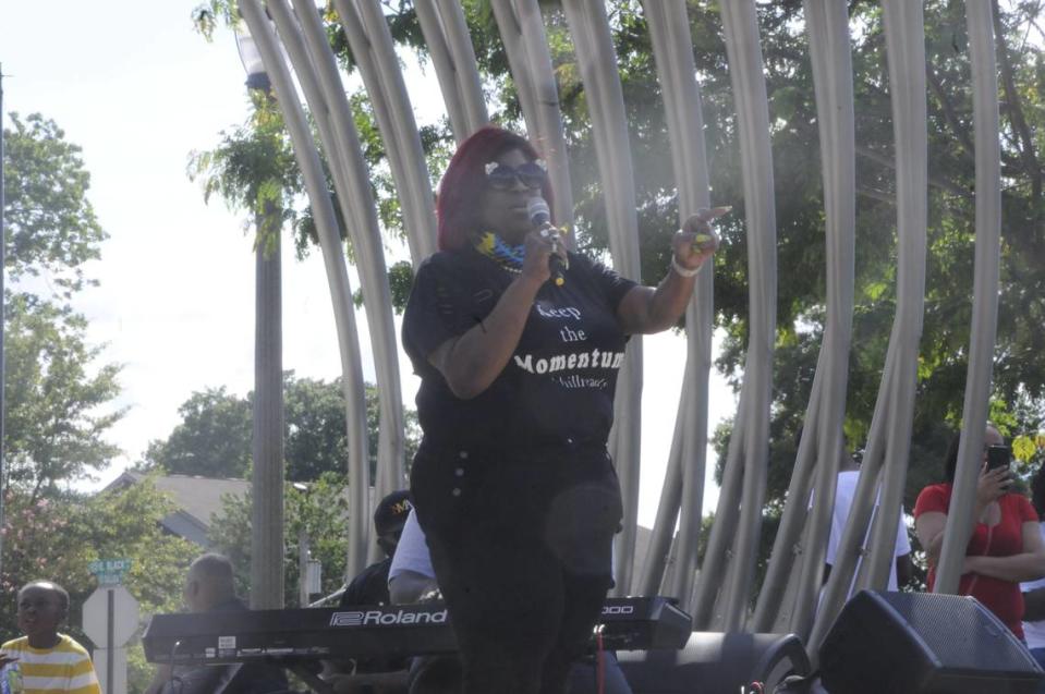 Norma Gray speaks to crowd at a Rock Hill rally at Fountain Park on Sunday, June 14, 2020 — just days after the killing of George Floyd shocked the nation.