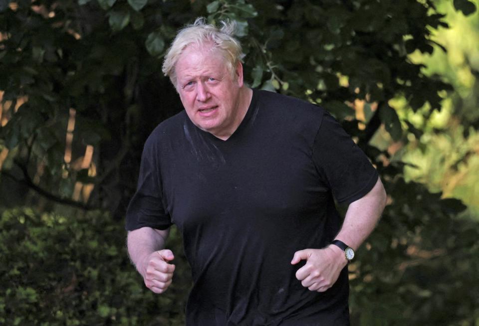 Boris Johnson near his home in Oxfordshire this week (Reuters)
