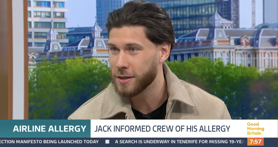 Love Island's Jack Fowler appeared on Good Morning Britain to give people with allergies a voice. (ITV screengrab)