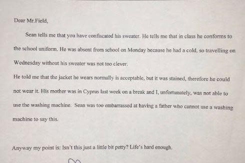 'Life's hard enough': Seann Walsh's dad's light-hearted letter: Twitter/SeannWalsh