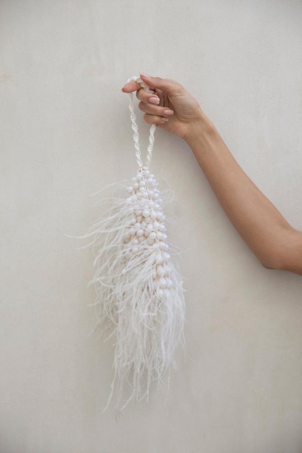 5) Dory Feather Wristlet - Ivory