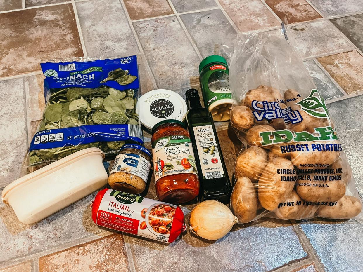 ingredients for an italian inspired baked potato