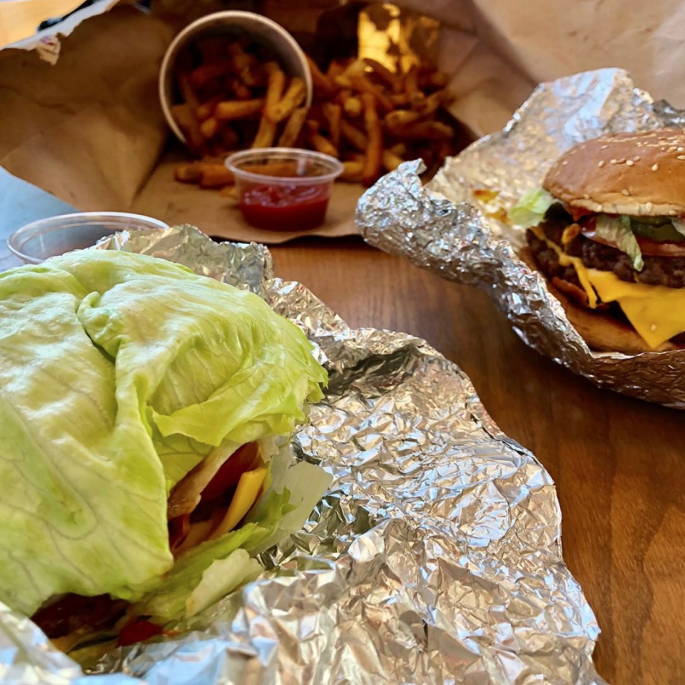 At Five Guys: Burger with Lettuce Bun