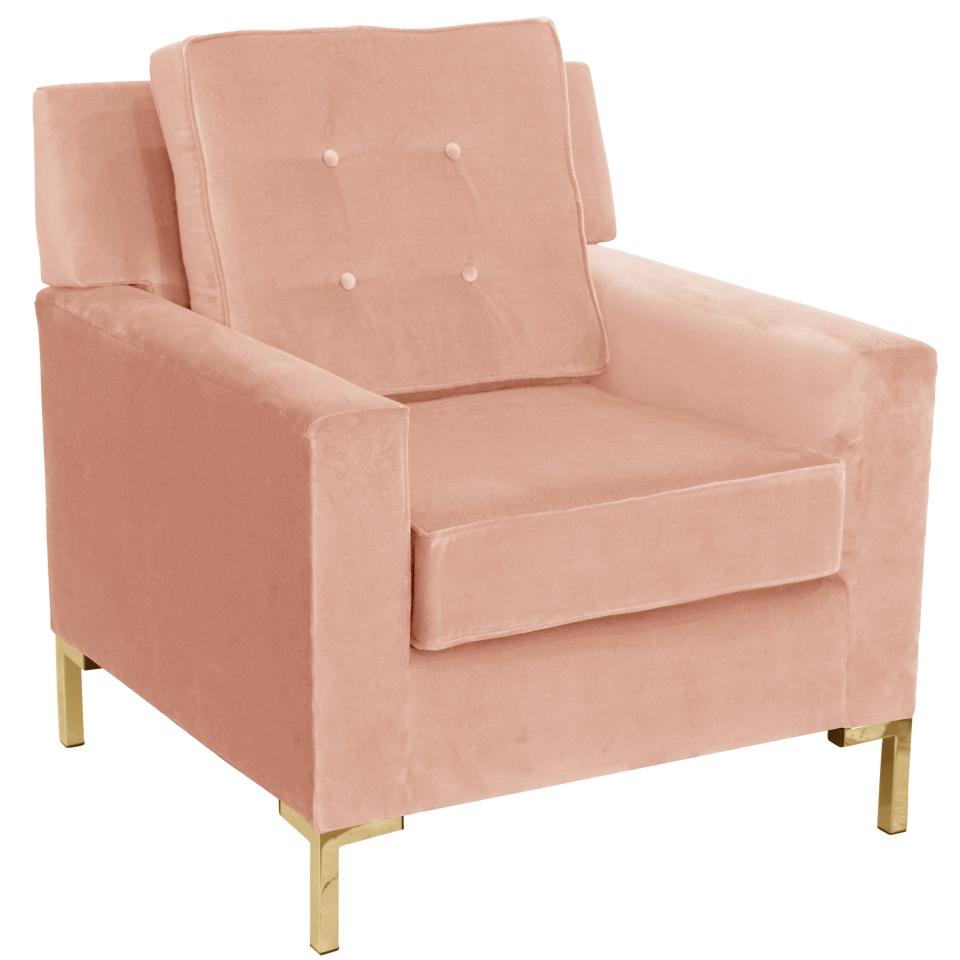 <a rel="nofollow noopener" href="https://www.overstock.com/Home-Garden/Skyline-Furniture-Accent-Chair-in-Velvet/18029818/product.html" target="_blank" data-ylk="slk:SHOP NOW;elm:context_link;itc:0;sec:content-canvas" class="link ">SHOP NOW</a>: Accent chair in pink velvet with antique finish by Skyline Furniture, $462, overstock.com