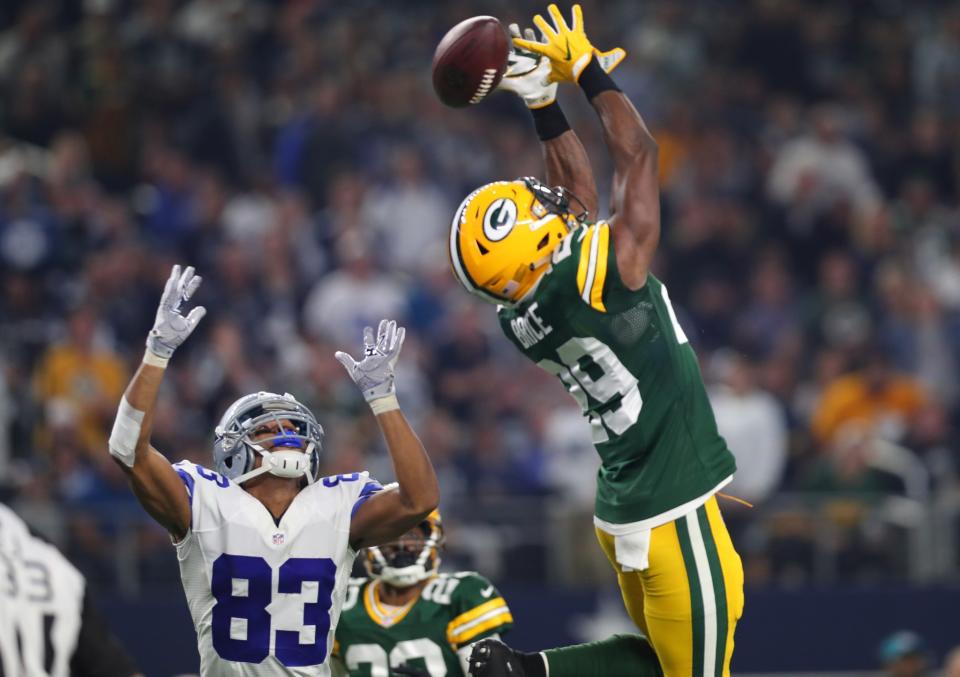 <p>Kentrell Brice #29 of the Green Bay Packers defends a pass to Terrance Williams #83 of the Dallas Cowboys during the third quarter in the NFC Divisional Playoff game at AT&T Stadium on January 15, 2017 in Arlington, Texas. (Photo by Tom Pennington/Getty Images) </p>