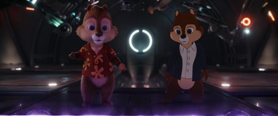 Longtime chipmunk BFFs Dale (voiced by Andy Samberg, left) and Chip (John Mulaney) have to repair their relationship and embrace their detective sides again in the live-action/animated action comedy "Chip 'n Dale: Rescue Rangers."