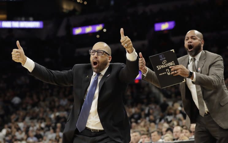 David Fizdale reacts to another rooking from the referees. (AP)