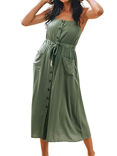 CUPSHE Women's Button Tie Front Crisscross Back Maxi Dress