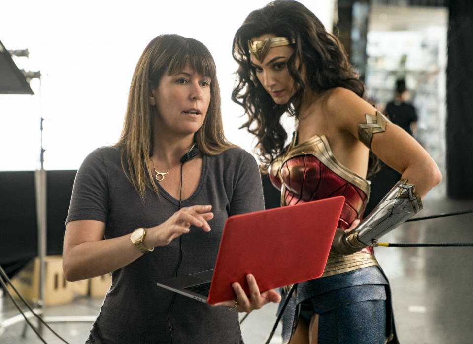 Patty Jenkins and Gal Gadot on the set of Wonder Woman 1984