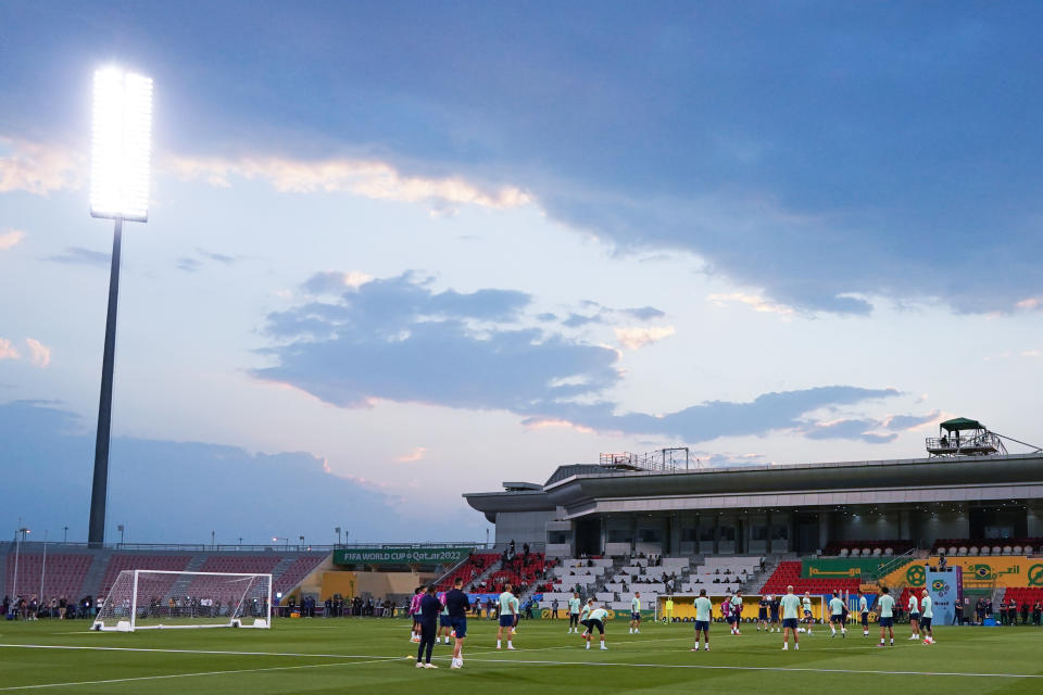 DOHA, QATAR - DECEMBER 08: View during a training session on match day -1 at Al Arabi SC Stadium on December 8, 2022 in Doha, Qatar. (Photo by Khalil Bashar/Jam Media/Getty Images)