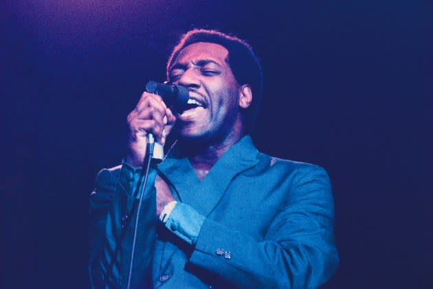 Otis Redding, a Stax artist, onstage in 1967, shortly before his death in a plane crash. - Credit: Elaine Mayes/Getty Images