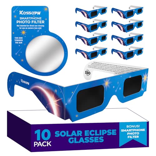 Solar Eclipse Glasses Approved 2024, (10 Pack) CE and ISO Certified Solar Eclipse Observation G…