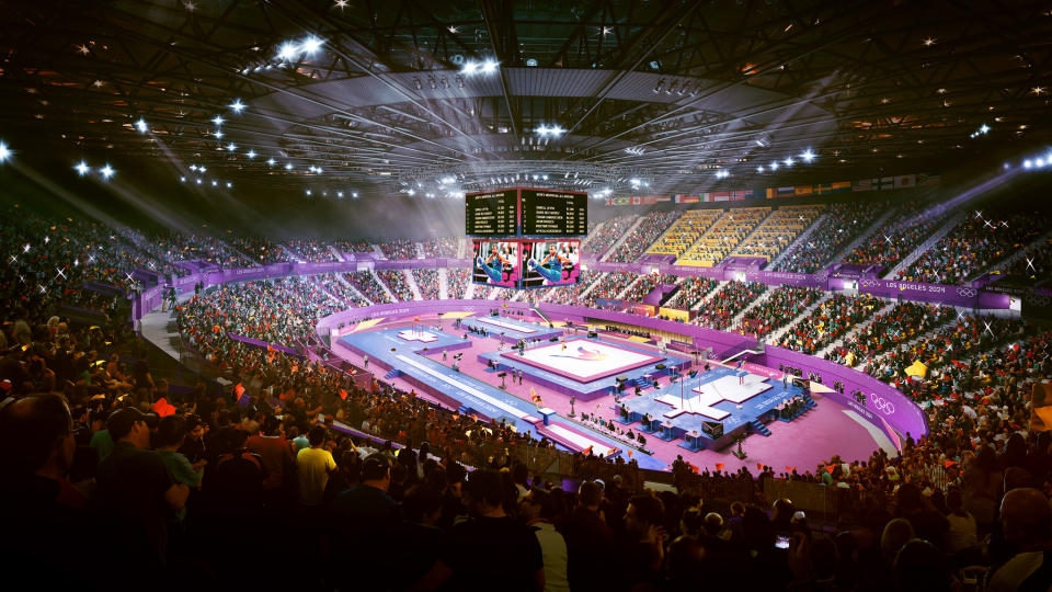 <p>Gymnastics at The Forum. (Photo courtesy of LA2028) </p>