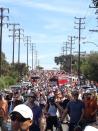 A sea of people begin to leave after the Endeavour lands in L.A. Courtesy @maxzimbert.