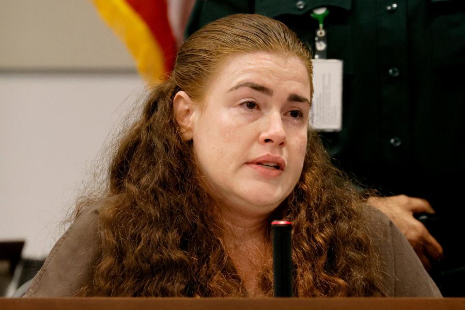 Danielle Woodard, the daughter of Marjory Stoneman Douglas High School shooter Nikolas Cruz's biological mom Brenda Woodard, becomes emotional as she testifies in the penalty phase of Cruz’s trial at the Broward County Courthouse in Fort Lauderdale on Monday, August 22, 2022. Cruz previously plead guilty to all 17 counts of premeditated murder and 17 counts of attempted murder in the 2018 shootings.