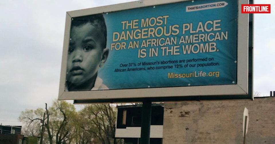 One of the billboards featured in Richen's documentary.&nbsp; (Photo: PBS Frontline and The Investigative Fund at the Nation Institute)