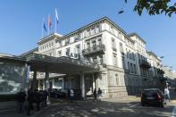 A general view of the Hotel Baur au Lac where Swiss authorities conducted an early-morning operation on May 27, 2015 to arrest several top football officials