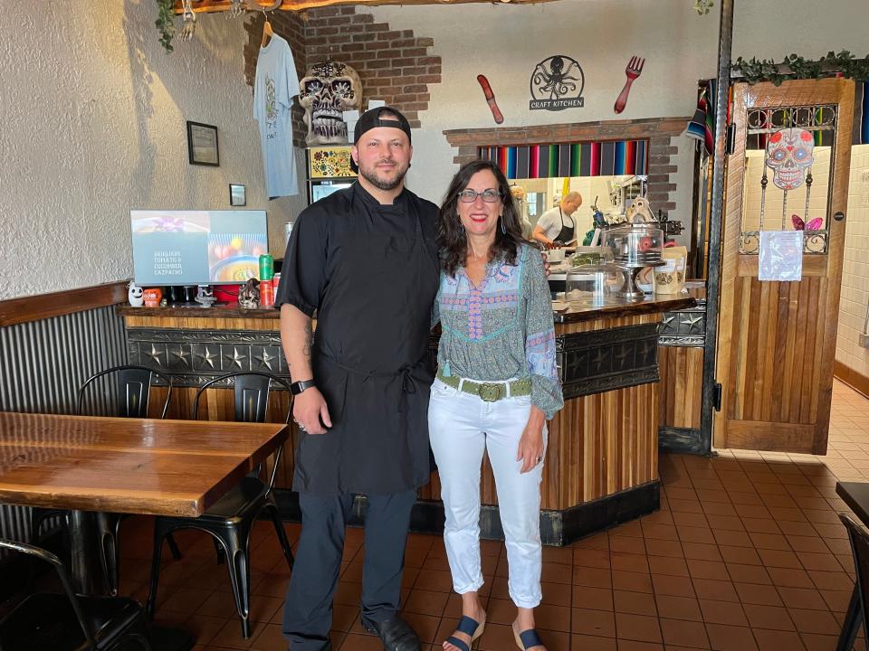 Craft Taqueria Chef/Owner Jeff Kreisel with Lohud Food & Dining Reporter Jeanne Muchnick. Muchnick picked the tacos at the New City fast casual spot for her "best thing I ate this week." Photographed August 2023