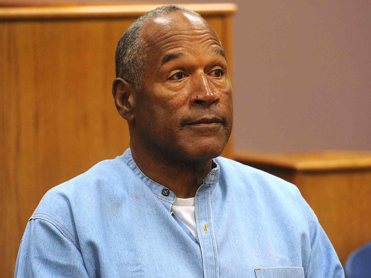 <p>Jason Bean/Pool/Bloomberg</p> O.J. Simpson listens during a parole hearing at Lovelock Correctional Center in Lovelock, Nevada on July 20, 2017.