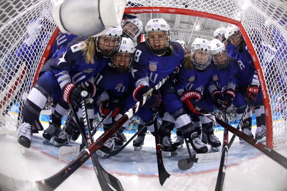 <p>during the Women’s Gold Medal Game on day thirteen of the PyeongChang 2018 Winter Olympic Games at Gangneung Hockey Centre on February 22, 2018 in Gangneung, South Korea. (Getty) </p>