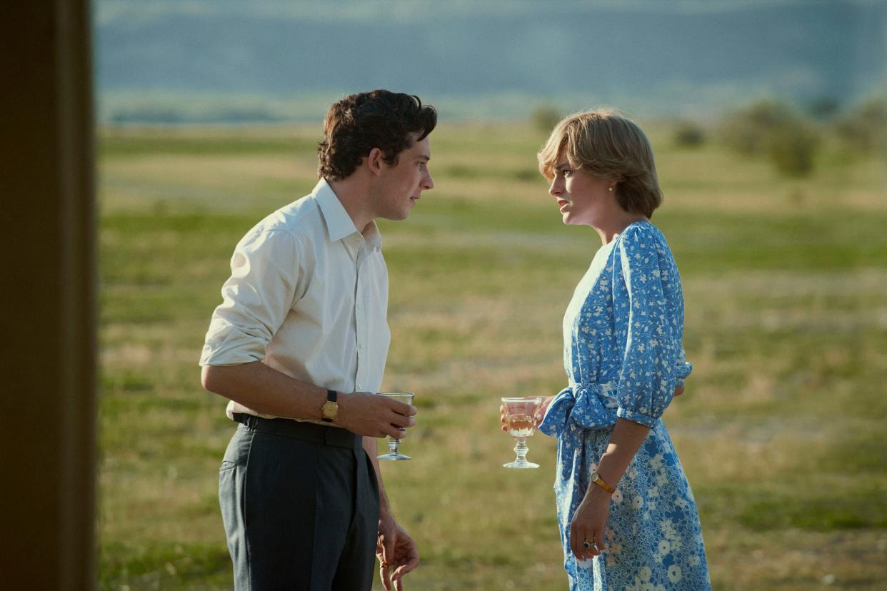 <p>Prince Charles (Josh O’Connor) and Princess Diana (Emma Corrin) in ‘The Crown’</p> (Des Willie/Netflix)