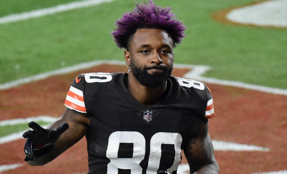 Jarvis Landry responded as expected to Marcus Peters repeated acts of disrespect. (Jason Miller/Getty Images)