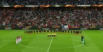 Stockholm's Friends Arena stadium observes a minute's silence for the victims of the bomb attack in Manchester prior to the UEFA Europa League final football match between Ajax Amsterdam and Manchester United on May 24, 2017