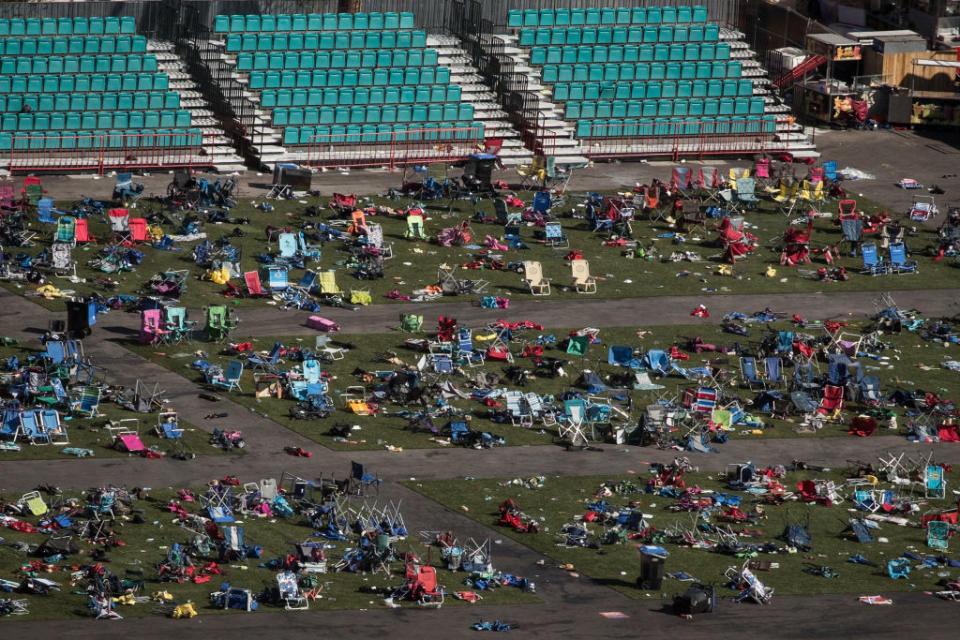 Estado en el que quedó el lugar del festival tras la masacre. Foto Getty Images.