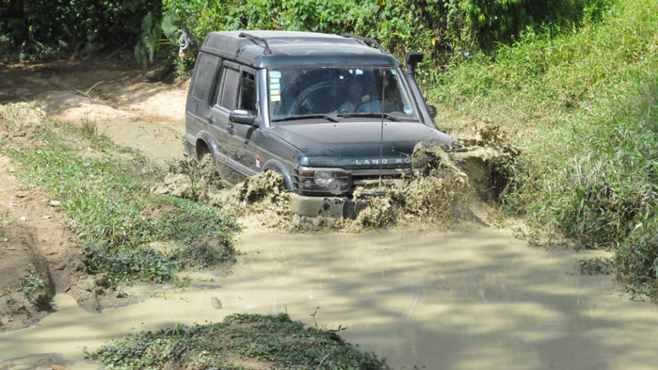 A driver learns to overcome off-road challenges in a Cameron Advanced Mobility course.