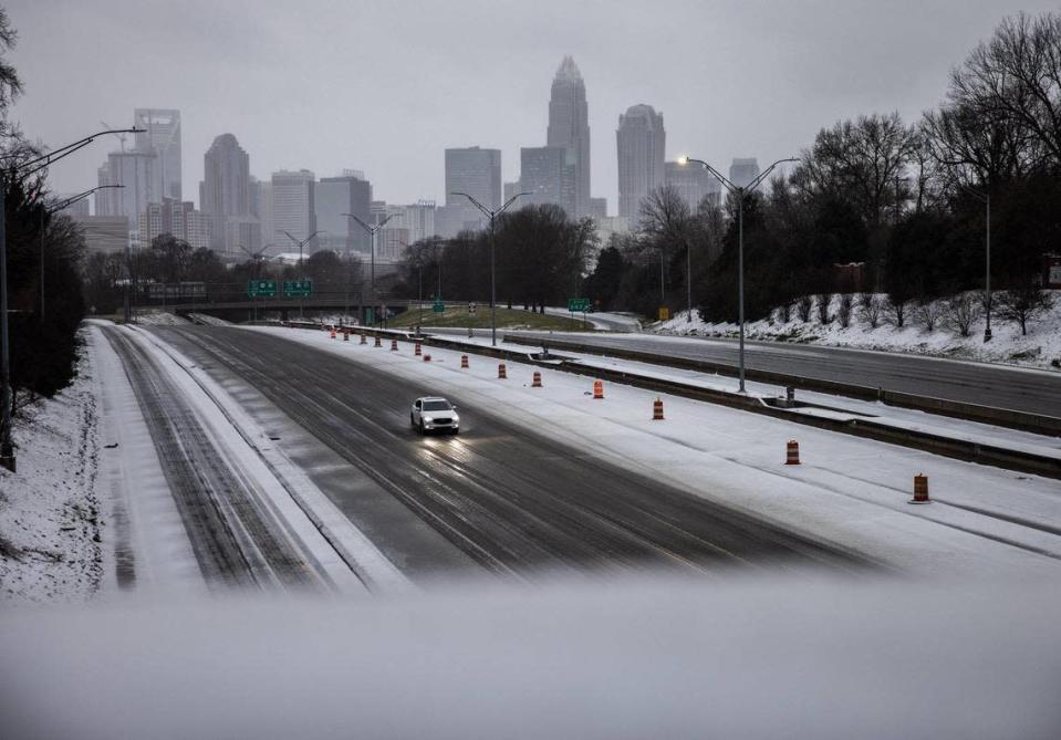 Snow and ice covered Charlotte-area roads on Sunday, January 16, 2022. More snow could be on the way by the weekend.