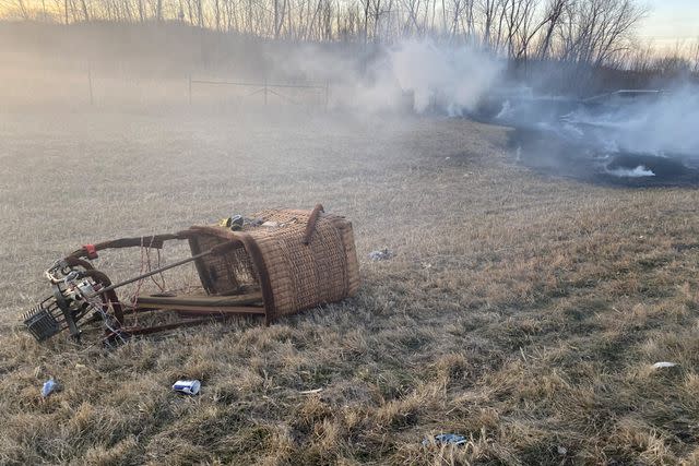 <p>Rochester Fire Department</p> The basket from the hot air balloon at the crash site in Minnestoa on Wednesday